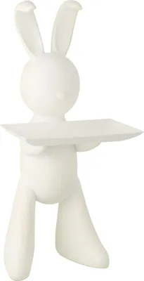 Produktbild von J-Line Dekoratives Tablett Kaninchen Polyresin Weiß