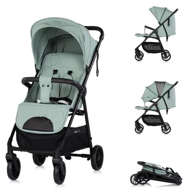 Produktbild von Chipolino Kinderwagen Blossom Stoßdämpfer verstellbare Rückenlehne Korb bis 22kg grün