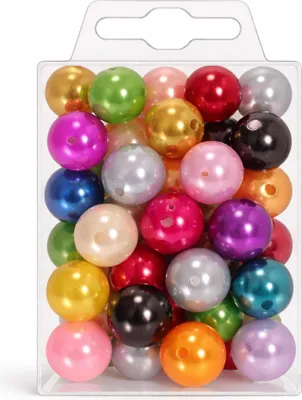 Produktbild von 35 Kunstperlen 14 mm Wachsperlen Bastelperlen Dekoperlen mit Loch Kunststoff bunt