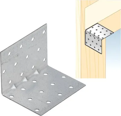 Produktbild von Winkelverbinder mit kleiner Sicke 60 x 60 x 80 mm Lochplattenwinkel Stuhlwinkel
