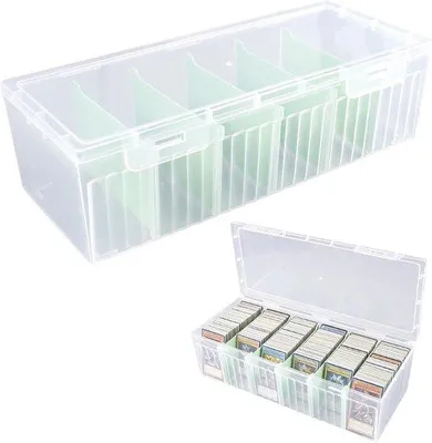Zdjęcie produktu dla 2 sztuki przezroczystego pojemnika do porządkowania kabli, wymiary 23,5 x 9,5 x 6,8 cm, z 5 wyjmowanymi przegrodami, pojemnik do sortowania kabli
