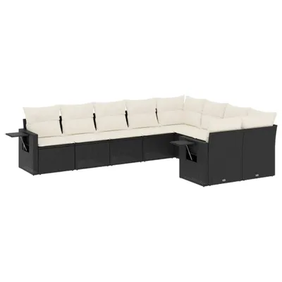 Produktbild von vidaXL 9-tlg. Garten-Sofagarnitur mit Kissen Schwarz Poly Rattan