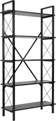Immagine prodotto di Dmora Libreria Suriel 33.5x90x180h cm Nero, 5 Ripiani Portata Ripiani 30