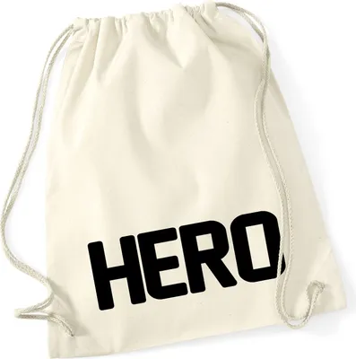 Produktbild von Huuraa Turnbeutel Hero Held 12 Liter Natural Baumwolle Rucksack Geschenkidee