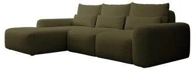 Produktbild von Selsey Carnos – Ecksofa mit Schlaffunktion, Lendenkissen, wasserabweisendem Chenille, Olivgrün, links