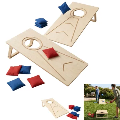 Obrázok produktu pre Sada na hru Cornhole s drevenou doskou a 10 vreckami