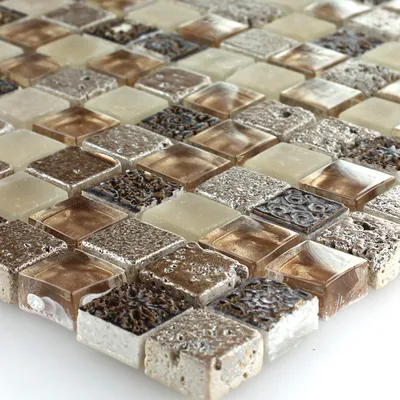 Produktbild von Glas Naturstein Mosaikfliesen Escimo Braun Beige