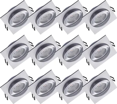 Produktbild von Oktaplex 12er Set Deckeneinbauleuchte LED dimmbar Lyon 5W 3000K Warmweiß Silber Aluminium schwenkbar LED Einbauspot 230V
