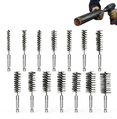 Zdjęcie produktu dla Zestaw szczotek metalowych, 14 elementów - stal nierdzewna - różne średnice, 8-25 mm - idealne do czyszczenia i polerowania
