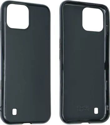 Two black phone cases are shown side-by-side against a white background.