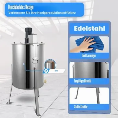 Produktbild von Elektrische Honigschleuder 4 Rahmen 4 Waben Edelstahl Imkerschleuder 120W 220V Elektrische Honigerntemaschine Honigschleuder für Imkerei