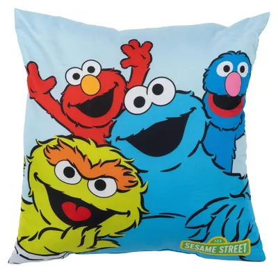 Produktbild von Sesamstraße Kissen - Krümelmonster, Elmo, Oscar & Grobi Plüsch Dekokissen Zierkissen Kopfkissen Sitzkissen Blau 40 x 40 cm