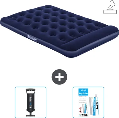 Produktbild von Bestway Luftmatratze - Französisches Bett - 137 x 191 x 28 cm - Blau - Inklusive Zubehör
