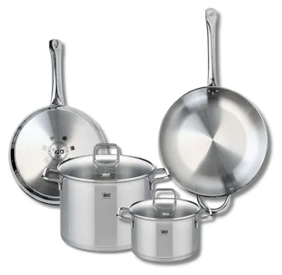 Image de Ensemble de 2 Poêles de cuisson 28 et 32 cm et 2 faitouts 20 et 26 cm Elo Profi Citrin