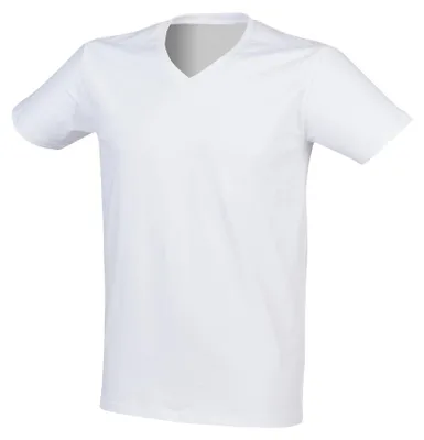 Image de SF Men - T-shirt « Feel Good » pour homme, col en V, stretch LT4451 (S) (blanc)