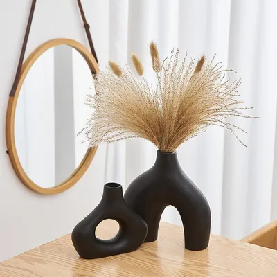 Produktbild von Famanu Vasen-Set Schwarz Matt - 2-teilig