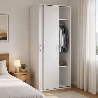 Immagine prodotto di Dmora Guardaroba 2 Ante Cindy 48.25x175.4h cm Bianco, Appendiabiti 2 Ante
