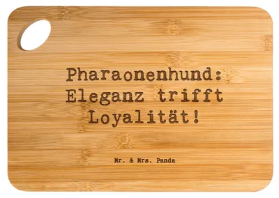 Produktbild von Mr. & Mrs. Panda Holzbrett Spruch Pharaonenhund Eleganz - Transparent - Geschenk, Hunderassen Pflege, Schneidebrett, Hunderasse, Jagdhund, Hunde, Loyalität, treue Seele