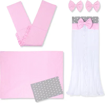 Produktbild von Amilian Baby Bettwäsche 7tlg Set: Nestchen, Kinderbettwäsche 100x135, Betthimmel, Kinder Bettwäsche Babybettwäsche für Baby (Chiffonhimmel)