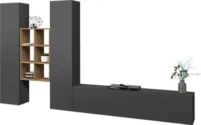 Produktbild von Wohnwand >Benevent< (4-teilig) in Anthrazit matt - 320x180x30 (BxHxT)