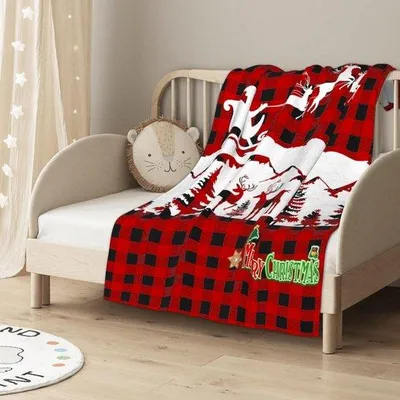 Obrázek produktu pro Unyqoos® Přikrývka na spaní, vánoční motiv, 150 x 200 cm, 100% mikrovlákno, oboustranný fleecový materiál, měkká a teplá, 3D vánoční vzor, lze prát v pračce, vhodná do sušičky, pro teenagery i dospělé