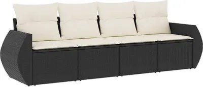 Obrázek produktu pro vidaXL 4dílná zahradní sedací souprava s polštáři Black Poly Rattan