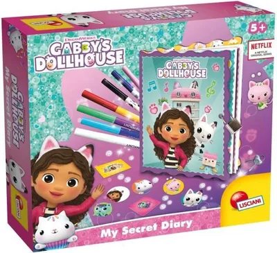 The image shows the packaging of a Gabby's Dollhouse Secret Diary art set.