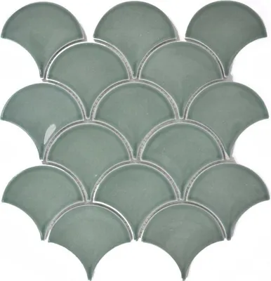 Produktbild von Mosaik Fliese Keramik Fächer petrol glänzend Fliese WC Badfliese MOS13-FS18_f | 10 Mosaikmatten