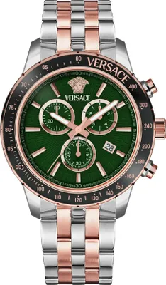 Produktbild von Versace VEZCA0424 Sport Chrono grün silber roségold Edelstahl Herren Uhr NEU