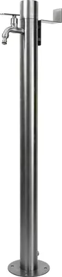 Produktbild von Wassersäule rund aus Edelstahl – inkl. Hahn & Schlauchhalter