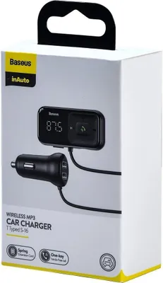 Zdjęcie produktu dla Transmiter Samochodowy Ladowarka Baseus Bluetooth Mp3 S-16 (Czarny)