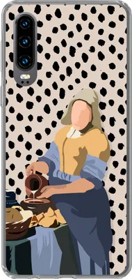 Produktbild von MuchoWow® Handyhülle Schutzhülle Hülle für Telefoonhoesje Huawei P30 Alte Meister - Milchmädchen - Tupfen - Vintage Silikon Softcase Handy Hülle - Kartenbesitzer
