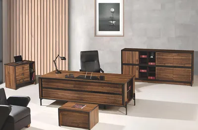 Produktbild von Büromöbel Komplettbüro Schreibtisch Büro Bürotisch Set 4tlg Holz Braun