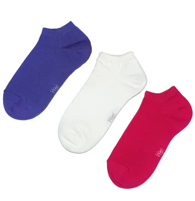 Produktbild von Sneakersocken 3-er Pack aus Baumwolle Einfarbig Lila-Creme Größe 27-30
