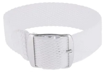 Produktbild von Minott Perlon Uhrenarmband 14mm weiß geflochten Perlon Dornschließe, Stegbreite:14mm, Schließe:Silbern