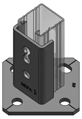Obrázek produktu pro Držák MEFA pro profil C 45 (podélný/příčný), 100 × 100 mm, ocel S235, žárově pozinkovaný, 10 ks.