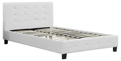 Produktbild von Polsterbett BRIGHTON Bett mit Liegefläche 120x200 cm Einzelbett inklusive Lattenrost Jugendbett mit Bezug aus Kunstleder in weiß