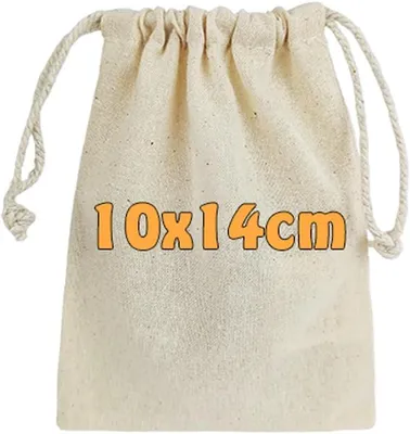 Produktbild von (10, 25, 100, 250, 750) Baumwollbeutel mit Kordelzug 10 x 14 cm – ® 100 Stoffbeutel für Geschenke, Schmuck, Adventskalender & Aufbewahrung