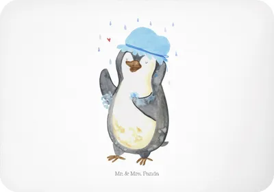 Produktbild von Mr. & Mrs. Panda magnet Pinguin Duschen - Weiß - Geschenk, büromagnet, Duschkonzert, whiteboardmagnet, Notizhalter, Kühlschrankmagnet, Baden, Pinguine, Dekomagnet, Dusche