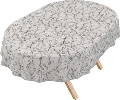 Produktbild von Tischdecke 3.0 monos Magnolia Anthrazit Oval 220x140cm Band Wachstuch abwaschbar