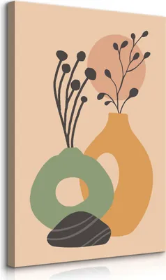 Produktbild von Muralo Leinwandbild Canvas für Esszimmer PFLANZEN Geschirr Abstraktion Boho Br. 20cm x Hö. 30cm