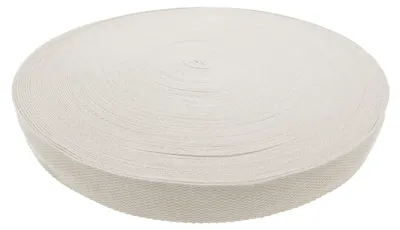 5 Meter Polycotton Gurtband 25mm breit naturfarben 2mm und 1,35mm