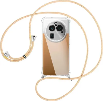 Produktbild von Handykette Backcover-Schutzhülle mit Band (Metall silberfarben) für Oppo Find X6 Pro (PGEM110,PGEM10) - Goldkordel