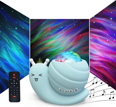 Produktbild von BT-Lautsprecher-Nachtlicht, Schnecken-Sternenhimmel-Projektorlampe, kreatives Geschenk fuer Schlafzimmer, Aurora-Projektionslicht, Atmosphaerenlampe, entspannende Musik, fuer alle Altersgruppen geeignet