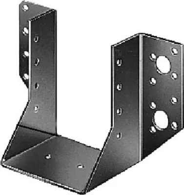 A metal joist hanger bracket.