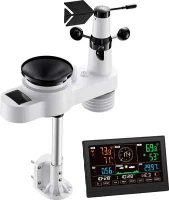 Produktbild von SucceBuy 5-in-1-WLAN-Wetterstation mit 7,5-Zoll-VA-Display, solarbetriebenem Außensensor, Wettercenter für Vorhersagen, Messung von Windgeschwindigkeit, Windrichtung, Temperatur, Luftfeuchtigkeit und Niederschlag