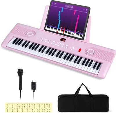 Produktbild von KOMFOTTEU Keyboard Piano 61 Tasten, E-Piano mit Notenständer & Mikrofon
