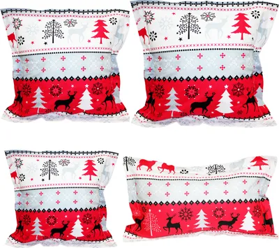 Produktbild von 4-Set DEKOKISSENBEZÜGE mit Stehsaum Weihnachts-Kissenbezüge 40x40cm, 30x50cm, 45x45cm, 50x50cm MUSTER: WINTERZEIT