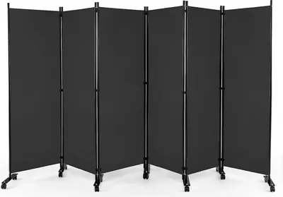 Immagine prodotto di Divisorio per ambienti COSTWAY con ruote bloccabili, schermo a 6 pezzi 334,5 x 30 x 172 cm, divisorio pieghevole, schermo per la privacy per soggiorno, camera da letto, ufficio (grigio)
