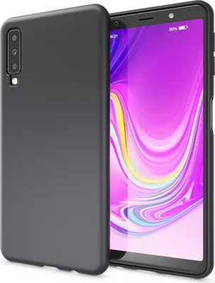 Image de Étui pour téléphone portable NALIA pour Samsung A7 2018, Ultra Slim Silikon Neon Case Cover Protection Noir